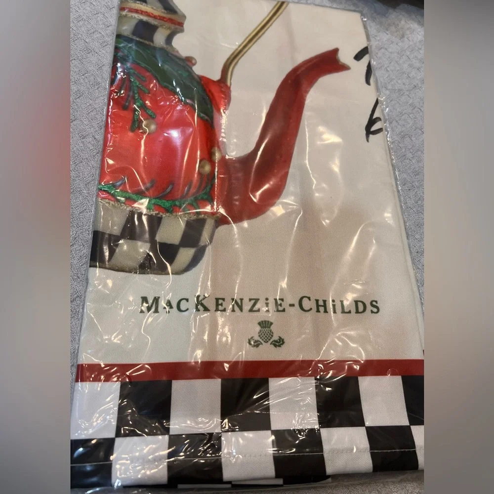 MacKenzie-Childs NWT in original packaging, holiday Put On The Kettle Dish Towel
